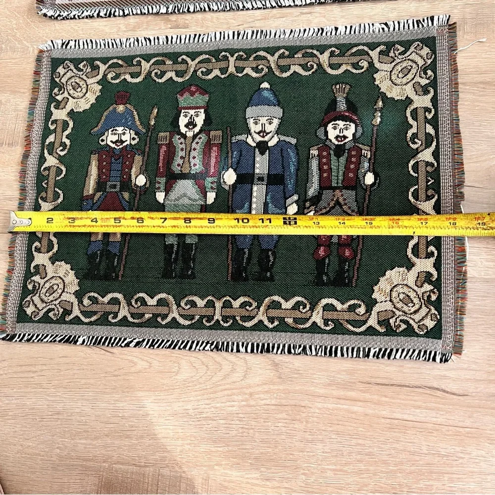 Set Of 2 Vintage Tapestry Christmas Nutcrackers Holiday Placemats 19”X‎ 13.5”